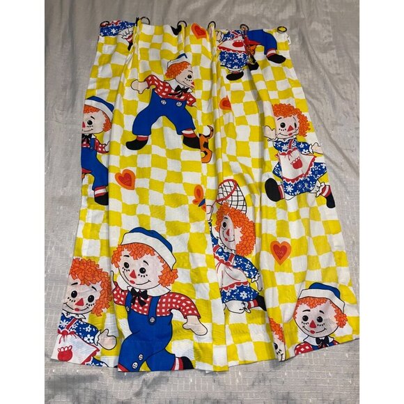Vintage Raggedy Ann & Andy Three Curtain Panels - Picture 1 of 8